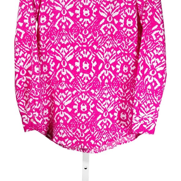 Ralph Lauren Women's Blouse Pink White Geometric Abstract Long Sleeve Top PS - Picture 6 of 9